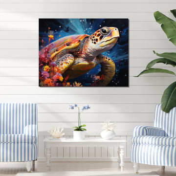 Serene Turtle Underwaters - Blue Turtle Wall Art